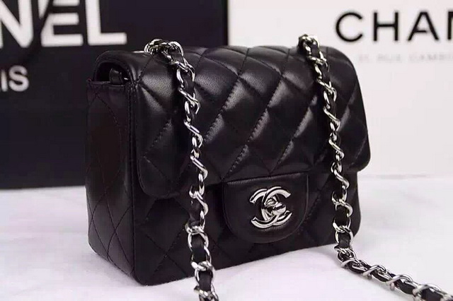 Chanel Mini Flap Black Lambskin Silver Hardware for Sale