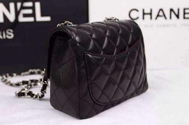 Chanel Mini Flap Black Lambskin Silver Hardware for Sale