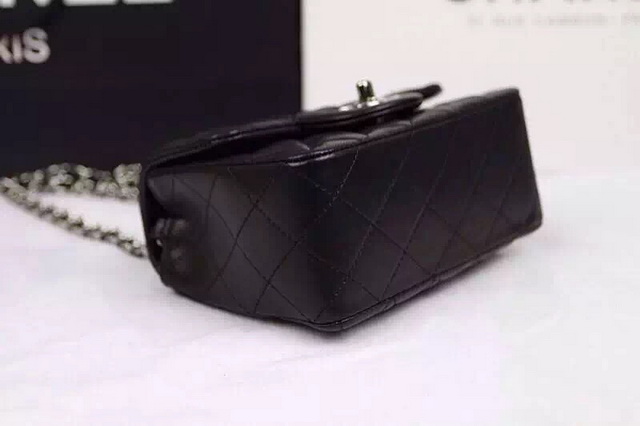 Chanel Mini Flap Black Lambskin Silver Hardware for Sale