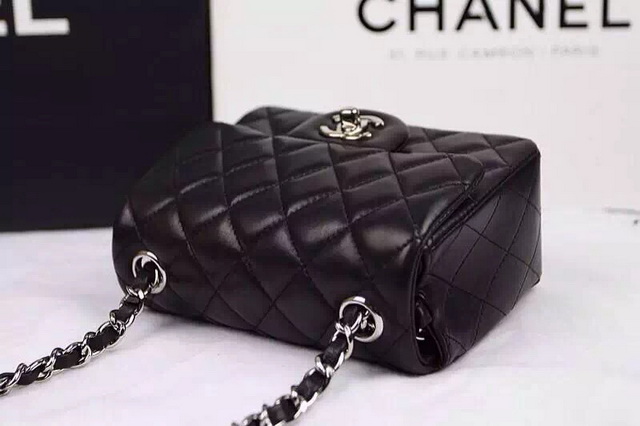 Chanel Mini Flap Black Lambskin Silver Hardware for Sale