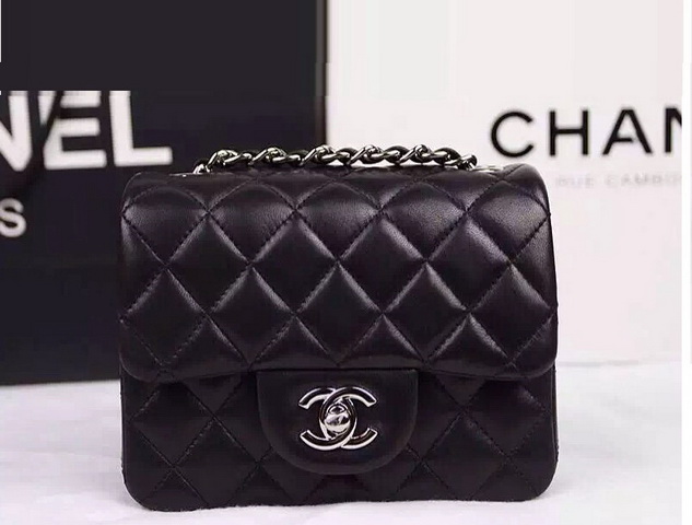 Chanel Mini Flap Black Lambskin Silver Hardware for Sale