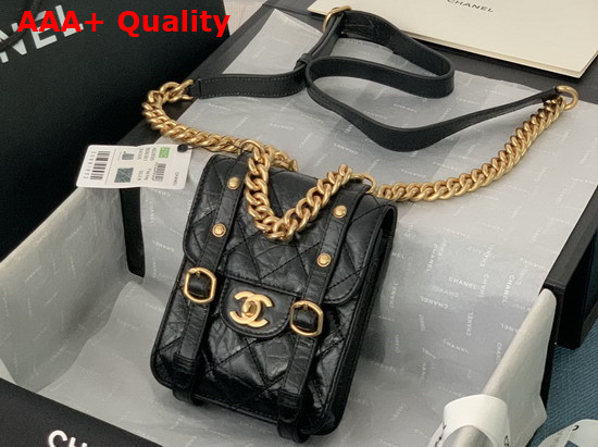 Chanel Mini Flap Bag Aged Calfskin Gold Tone Metal Black Ref AS2695 Replica