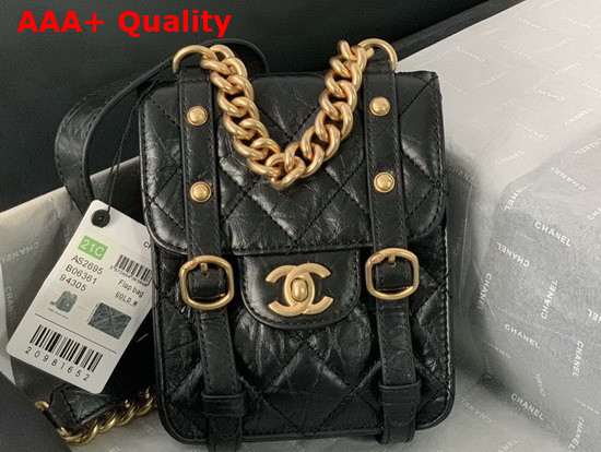 Chanel Mini Flap Bag Aged Calfskin Gold Tone Metal Black Ref AS2695 Replica