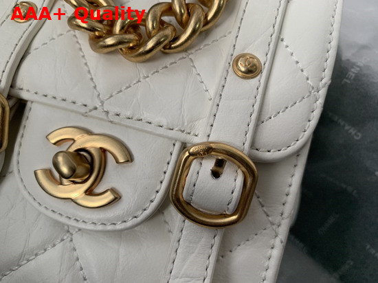 Chanel Mini Flap Bag Aged Calfskin Gold Tone Metal White Ref AS2695 Replica