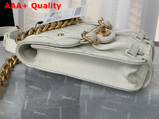 Chanel Mini Flap Bag Aged Calfskin Gold Tone Metal White Ref AS2695 Replica