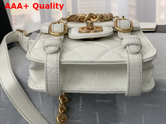 Chanel Mini Flap Bag Aged Calfskin Gold Tone Metal White Ref AS2695 Replica