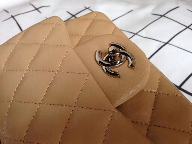 Chanel Mini Flap Bag Apricot Lambskin Silver Chain for Sale