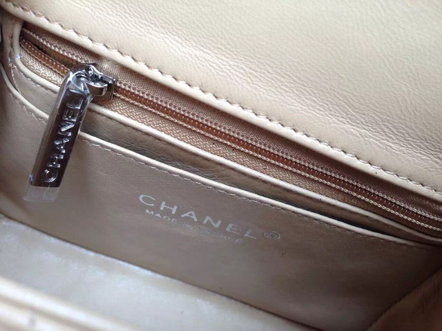 Chanel Mini Flap Bag Apricot Lambskin Silver Chain for Sale