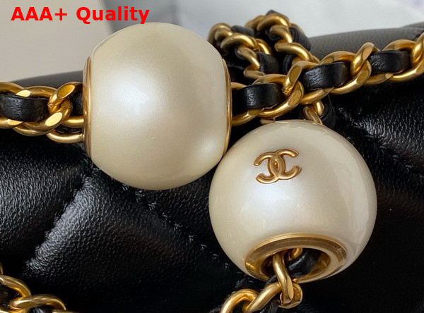 Chanel Mini Flap Bag Black Lambskin Imitation Pearls Gold Tone Metal AS4868 Replica