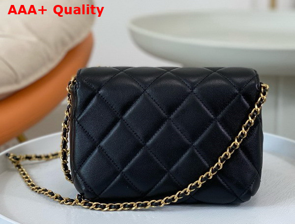 Chanel Mini Flap Bag Black Lambskin Imitation Pearls Gold Tone Metal AS4986 Replica