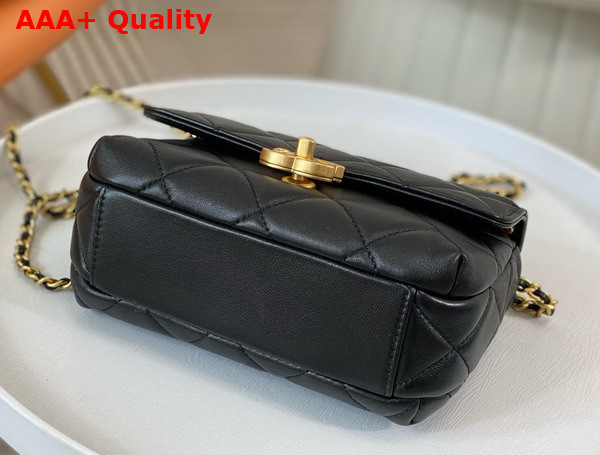 Chanel Mini Flap Bag Black Lambskin Imitation Pearls Gold Tone Metal AS4986 Replica