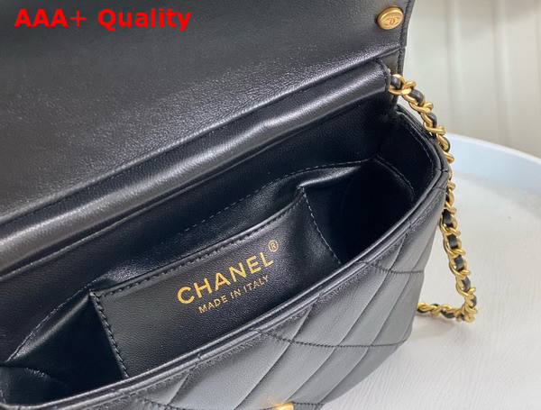 Chanel Mini Flap Bag Black Lambskin Imitation Pearls Gold Tone Metal AS4986 Replica