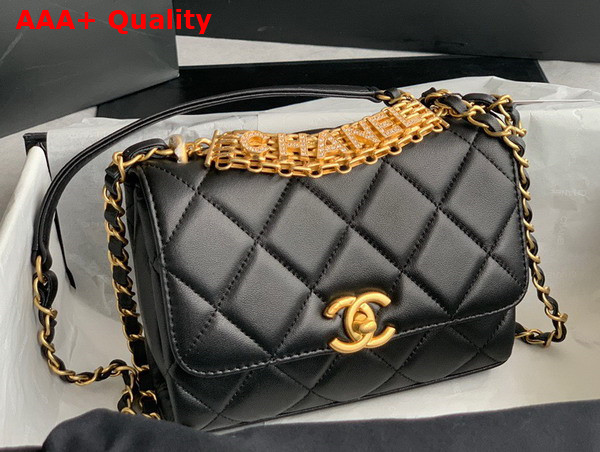 Chanel Mini Flap Bag Black Lambskin Strass Gold Tone Metal Ref AS3239 Replica