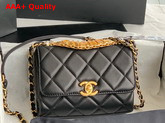 Chanel Mini Flap Bag Black Lambskin Strass Gold Tone Metal Ref AS3239 Replica