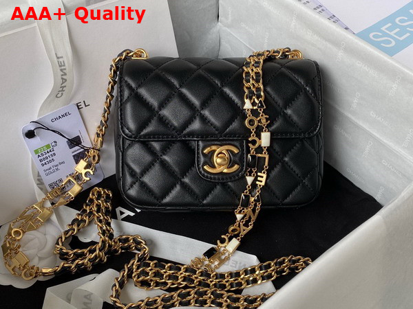 Chanel Mini Flap Bag Black Lambskin and Enamel AS3442 Replica