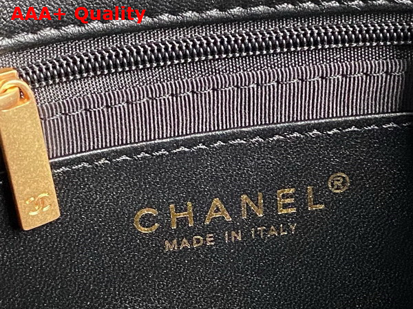 Chanel Mini Flap Bag Black Shiny Lambskin Imitation Pearls Gold Tone Metal AS4947 Replica