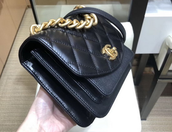 Chanel Mini Flap Bag Calfskin Aged Calfskin and Gold Tone Metal Black AS0785