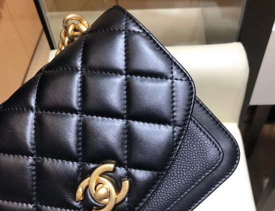 Chanel Mini Flap Bag Calfskin Aged Calfskin and Gold Tone Metal Black AS0785