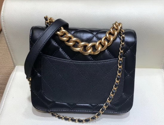 Chanel Mini Flap Bag Calfskin Aged Calfskin and Gold Tone Metal Black AS0785