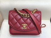 Chanel Mini Flap Bag Calfskin Aged Calfskin and Gold Tone Metal Red AS0785