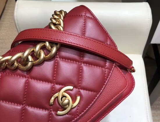 Chanel Mini Flap Bag Calfskin Aged Calfskin and Gold Tone Metal Red AS0785