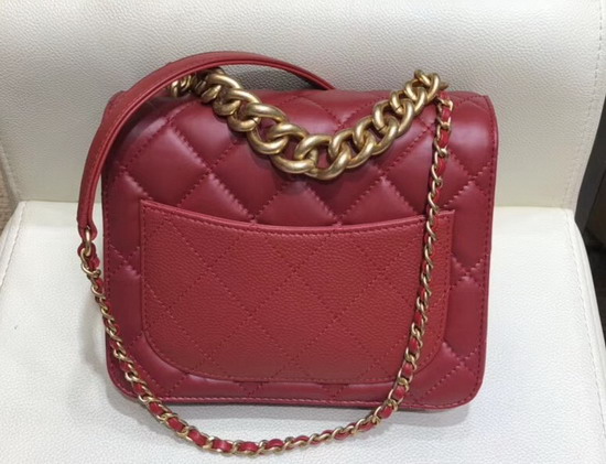 Chanel Mini Flap Bag Calfskin Aged Calfskin and Gold Tone Metal Red AS0785