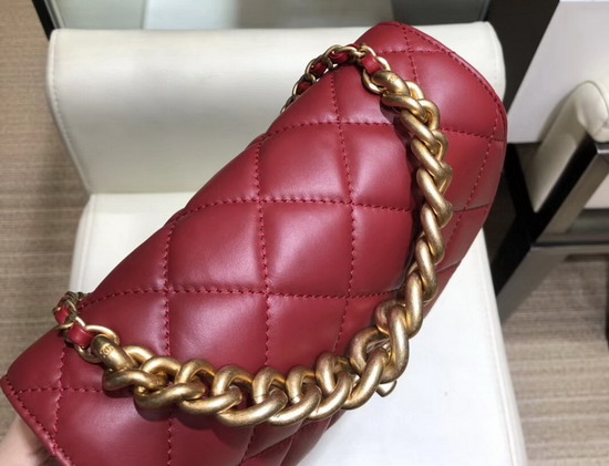 Chanel Mini Flap Bag Calfskin Aged Calfskin and Gold Tone Metal Red AS0785