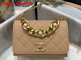 Chanel Mini Flap Bag Calfskin Gold Tone Metal Beige AS2638 Replica