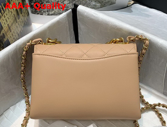 Chanel Mini Flap Bag Calfskin Gold Tone Metal Beige AS2638 Replica