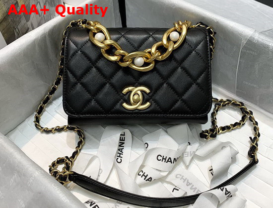 Chanel Mini Flap Bag Calfskin Gold Tone Metal Black AS2638 Replica