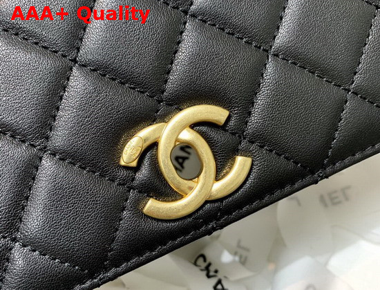 Chanel Mini Flap Bag Calfskin Gold Tone Metal Black AS2638 Replica