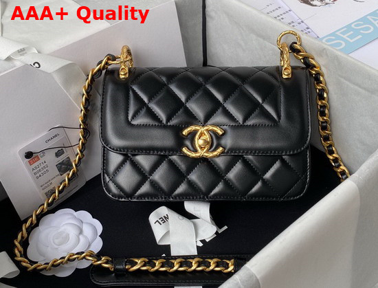 Chanel Mini Flap Bag Calfskin Gold Tone Metal Black Ref AS2714 Replica