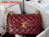 Chanel Mini Flap Bag Calfskin Gold Tone Metal Dark Red Ref AS2714 Replica