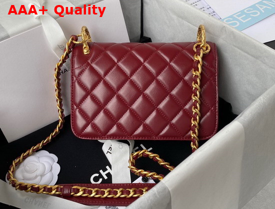 Chanel Mini Flap Bag Calfskin Gold Tone Metal Dark Red Ref AS2714 Replica