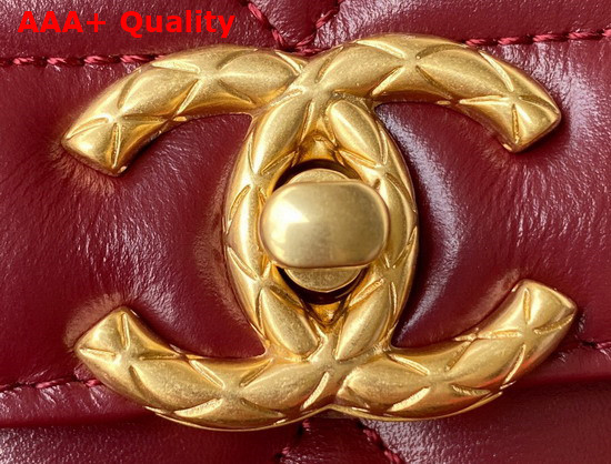 Chanel Mini Flap Bag Calfskin Gold Tone Metal Dark Red Ref AS2714 Replica