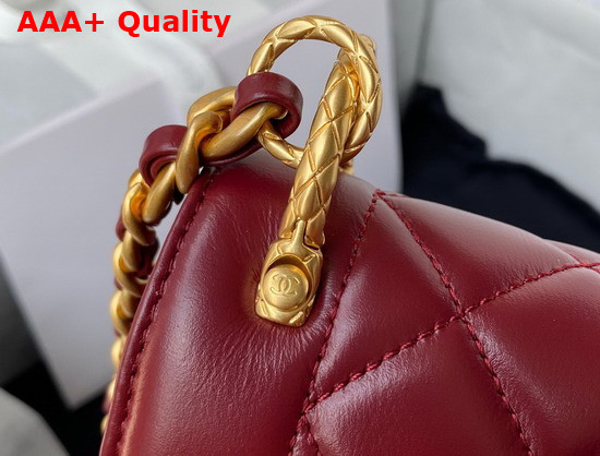 Chanel Mini Flap Bag Calfskin Gold Tone Metal Dark Red Ref AS2714 Replica