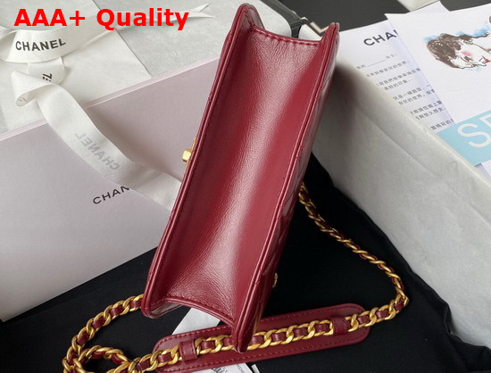 Chanel Mini Flap Bag Calfskin Gold Tone Metal Dark Red Ref AS2714 Replica