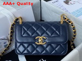 Chanel Mini Flap Bag Calfskin Gold Tone Metal Navy Blue Ref AS2714 Replica