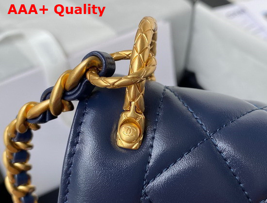 Chanel Mini Flap Bag Calfskin Gold Tone Metal Navy Blue Ref AS2714 Replica