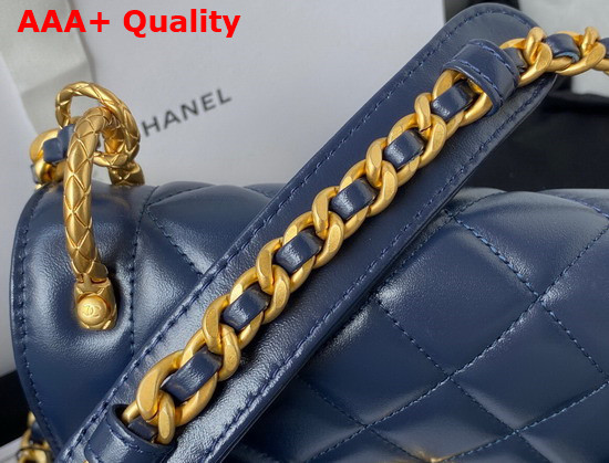 Chanel Mini Flap Bag Calfskin Gold Tone Metal Navy Blue Ref AS2714 Replica