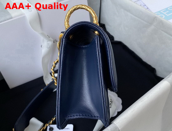 Chanel Mini Flap Bag Calfskin Gold Tone Metal Navy Blue Ref AS2714 Replica