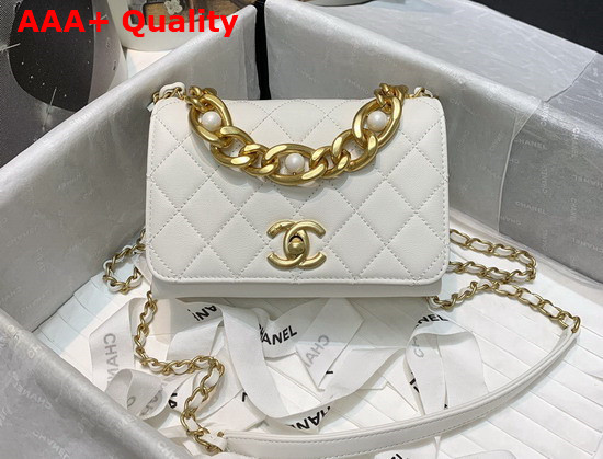 Chanel Mini Flap Bag Calfskin Gold Tone Metal White AS2638 Replica