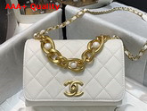 Chanel Mini Flap Bag Calfskin Gold Tone Metal White AS2638 Replica