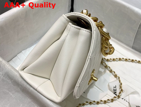 Chanel Mini Flap Bag Calfskin Gold Tone Metal White AS2638 Replica