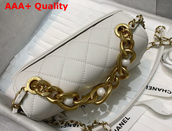 Chanel Mini Flap Bag Calfskin Gold Tone Metal White AS2638 Replica