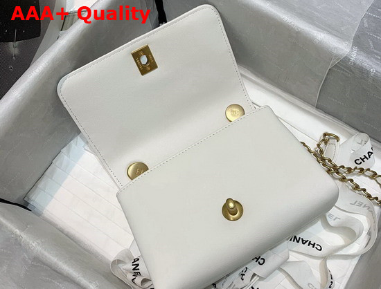 Chanel Mini Flap Bag Calfskin Gold Tone Metal White AS2638 Replica