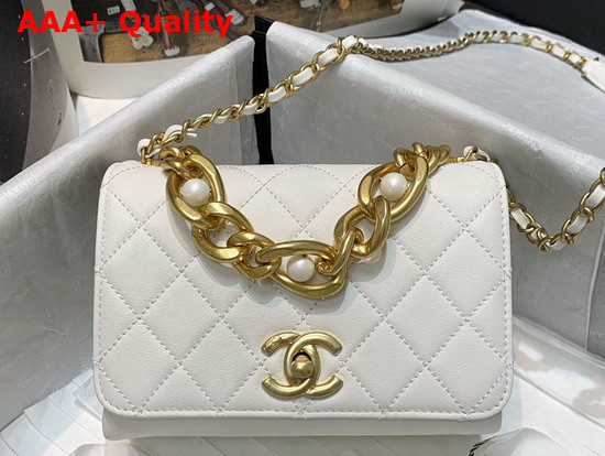 Chanel Mini Flap Bag Calfskin Gold Tone Metal White AS2638 Replica