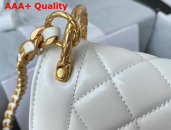 Chanel Mini Flap Bag Calfskin Gold Tone Metal White Ref AS2714 Replica