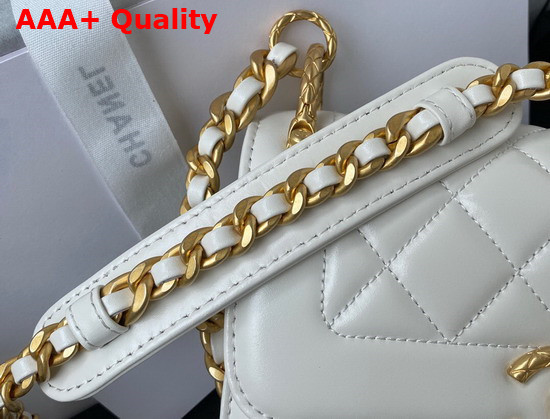 Chanel Mini Flap Bag Calfskin Gold Tone Metal White Ref AS2714 Replica