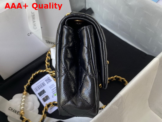 Chanel Mini Flap Bag Calfskin Imitation Pearls Gold Tone Metal Black Ref AS3000 Replica